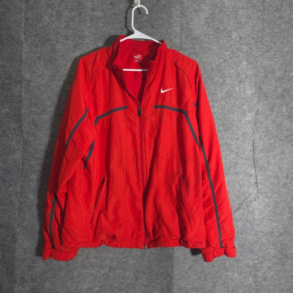 Nike Dri-FIT Track Jacket Mens Medium Red Full Zip Lightweight Athletic Wear Pro
